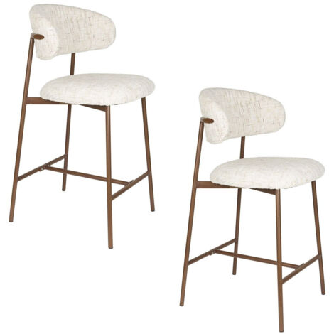 Chaise design, Tabouret tissu Claes 65 cm Blanc en Fabric, BOITE A DESIGN