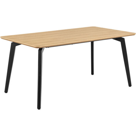 Table à manger rectangulaire 160x90x75 cm naturel et métal noir (1/5)