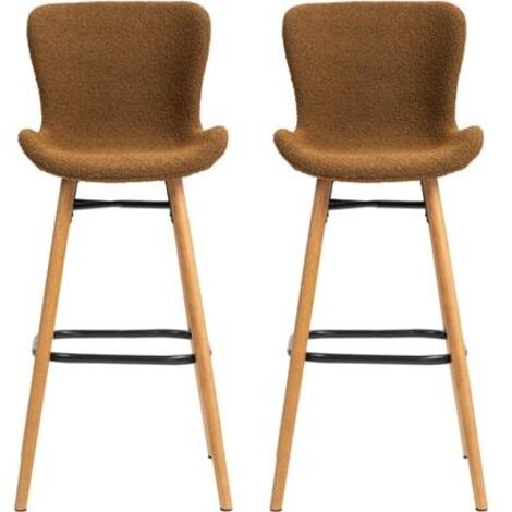 Lot de 2 chaises de bar en tissu bouclette terracotta - KERMO (1/4)