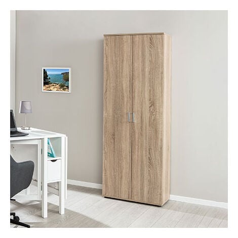 Armadio gallo 2 ante con 5 ripiani laminato finitura rovere dim. 70x34x189h - Inter Link