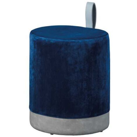 Pouf 38x32,5x43 cm en velours bleu et gris (1/5)