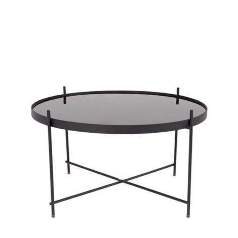 Table basse ronde 62,5 cm en verre et métal noir - CUPID (1/5)