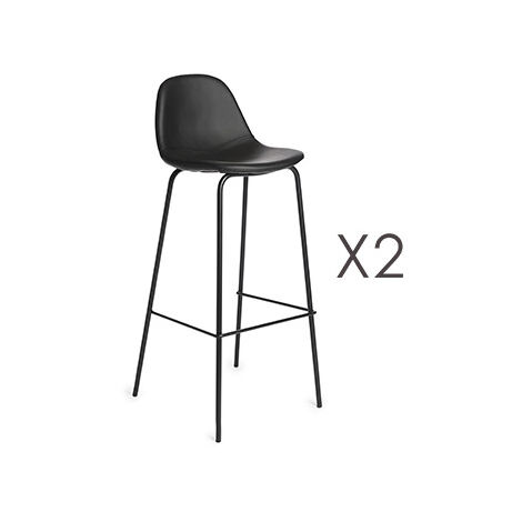 Lot de 2 chaises de bar 45x45x102 cm en PU noir