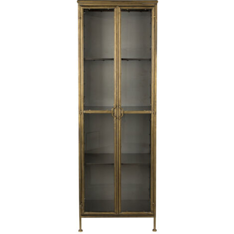 Vitrine 2 portes 63,5x41,5x184 cm en métal finition laiton vieilli (1/5)