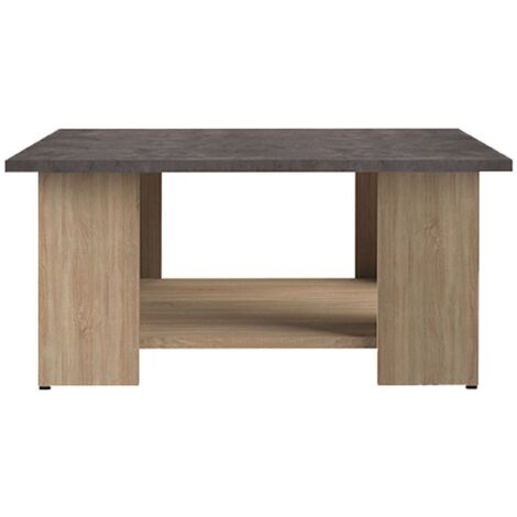 Table basse 67x67x31 cm chêne et plateau béton - MODERN (1/4)