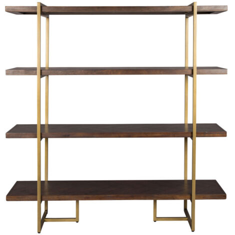 Bibliothèque 4 niveaux 140 x40x146 cm décor acacia et laiton - CLASS (1/5)