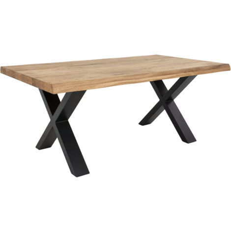 Table basse 120 cm en chêne huilé fumé naturel et acier (1/5)