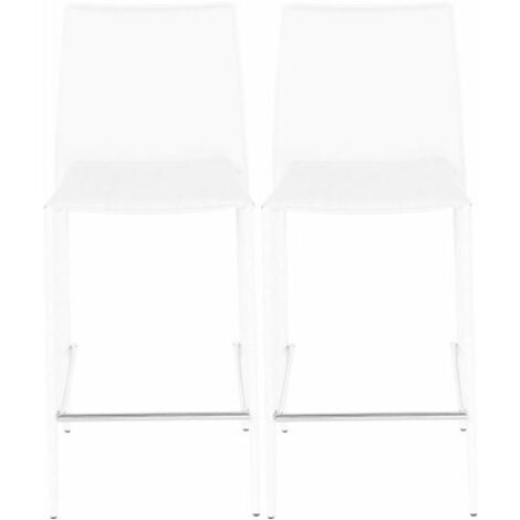 Lot de 2 chaises de bar en cuir recyclé coloris blanc - BORA BORA (1/4)