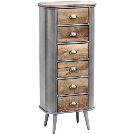 Chiffonnier 6 tiroirs 52x35x122 cm en palissandre et acier - SUWA