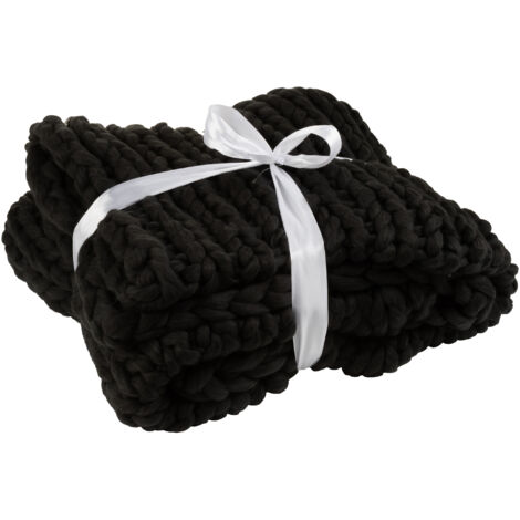 Plaid 127x152 cm en grosse maille noir - MAYUA (1/4)