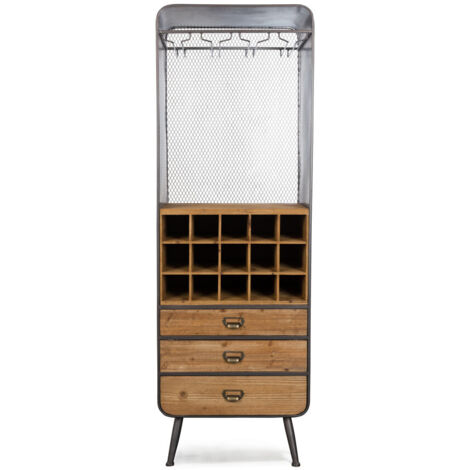 Buffet bar 56x38x170 cm en sapin naturel et noir (1/5)
