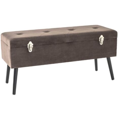 Banc avec rangement 106x40x52 cm en velours taupe (1/2)