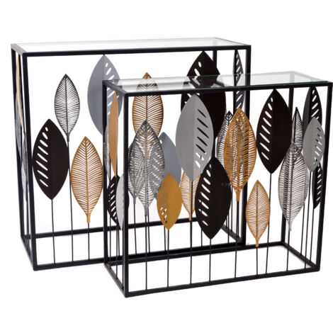 Bureau Verre Et Métal – Thème New York – Gris – Dimensions 115x60x75 Cm – Occasion