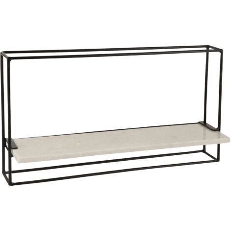 Etagère murale 65x15x35 cm en marbre blanc et métal (1/5)
