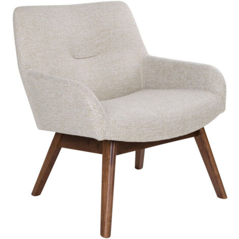 Fauteuil en tissu et pieds en bois naturel - Écru - LONDON (1/5)