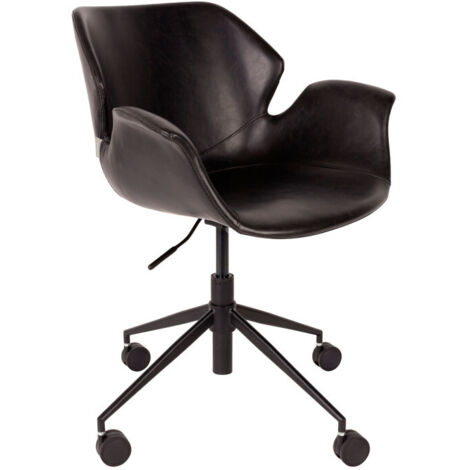 Chaise de bureau 77x77x77,5 cm en PU noir - NIKKI (1/5)