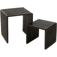 Lot de 2 tables d'appoint 40 et 50 cm en teck recyclé noir - RENTY
