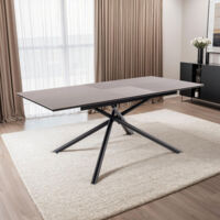 M&S – Table extensible 160/200x90x76 cm effet pierre grise – Plateau en panneaux de particules – Piétement métal – Design moderne