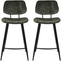 Lot de 2 chaises de bar H68 en tissu velours vert foncé - SITEA