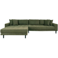 Canapé d'angle à gauche 290x92/170x76 cm en tissu vert olive - VANEA