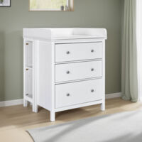 M&S – Plan à langer 85x77x12 cm en pin massif laqué – Remparts surélevés pour sécurité – Compatible avec commodes standards