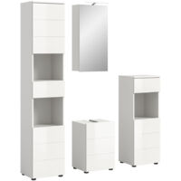 Ensemble 3 meubles + armoire de toilette blanc brillant + lampe- VARKA