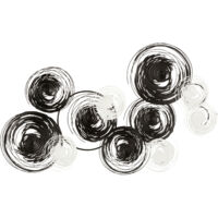 Décoration murale 143x85 cm cercles noir et blanc en métal