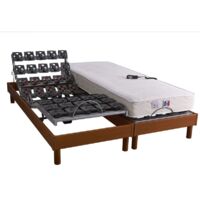Ensemble matelas et sommier électrique 160x200cm – Tête et pieds relevables – 50 plots multidirectionnels – Mousse à mémoire 3cm – Idliterie