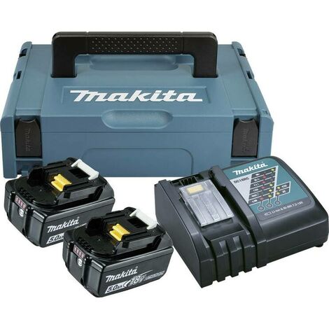 Makita 197624-2 - Starter Pack - Batteries Li-ion 18V (2x 5,0Ah), chargeur et MAKPAC