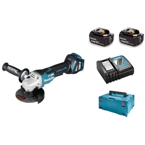 Makita Dga517rtj Meuleuse D Angle Li Ion 18v 2x Batterie 5 0ah Dans Makpac 125mm Moteur