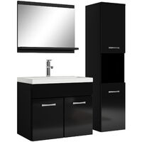 Meuble de salle de bain Montreal 60 cm lavabo Noir brillant - Armoire de rangement Meuble lavabo evier Meubles - Noir brillant