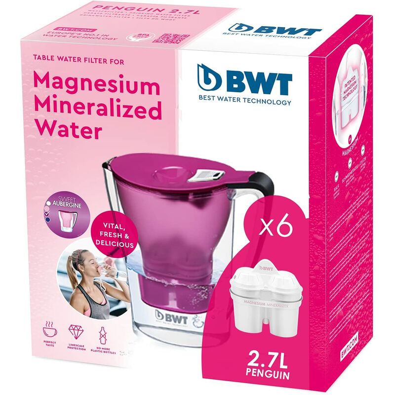 Pack Jarra de Agua con Filtro BWT Magnesium Mineralizer 2,6L con 1 Filtro -  Blanco