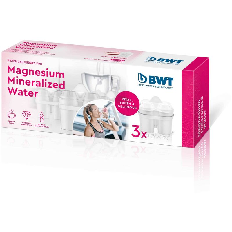 BWT - Pack de 3 Filtros para Jarra Filtradora de Agua con Magnesio para 3 meses duración