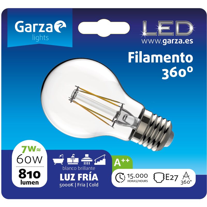 Bombilla LED filamento estándar 7W, E27, 810 lumenes, Luz fría