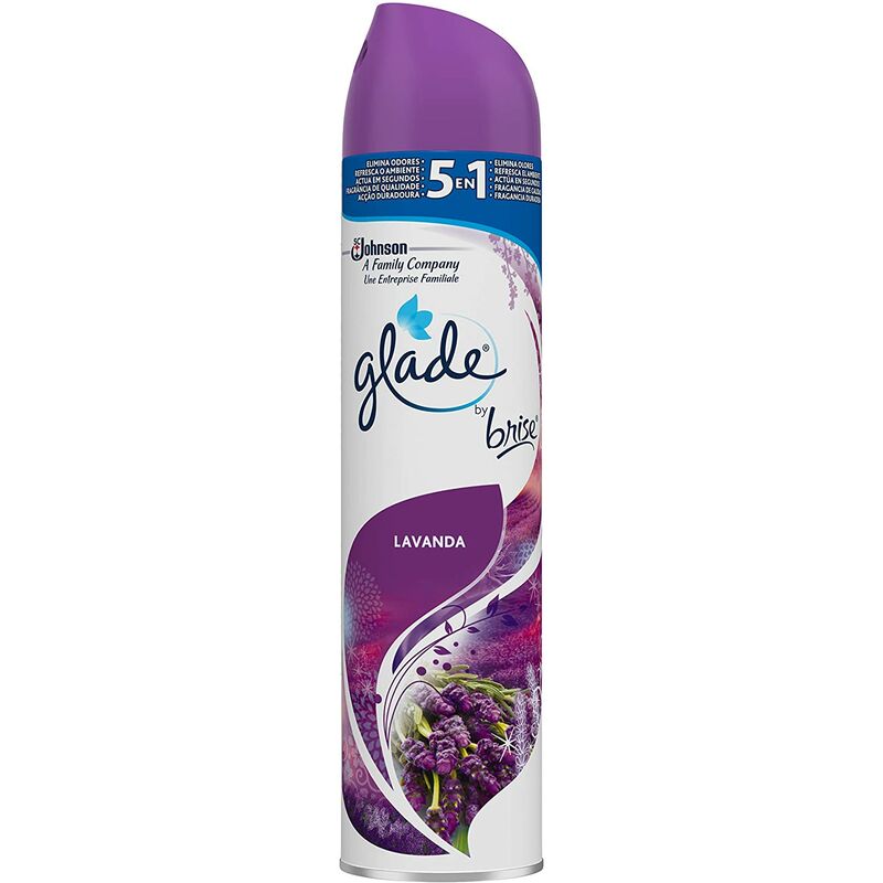 Glade® - Ambientador Aerosol, eliminación de malos olores, fragancia Lavanda, con aceites esenciales [6 x 300ml, pack de 6]