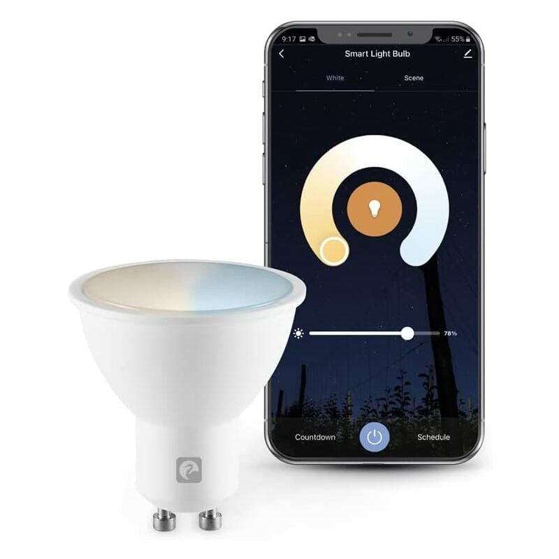 Garza ® Smarthome - Bombilla LED GU10 Intelegente Wifi, luz blanca neutra regulable con cambio de intensidad y temperatura. Programable, compatible con Amazon Alexa y Google Home.