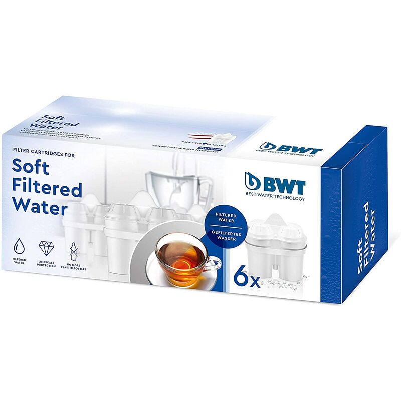 BWT - Pack de 6 Filtros para Jarra Filtradora de Agua Soft para 6 meses duración