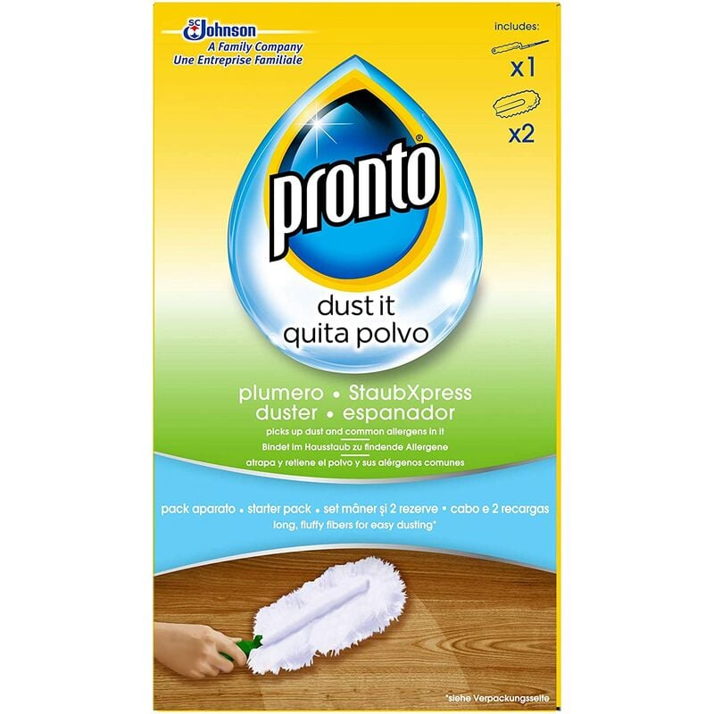 Plumero Sc Johnson pronto atrapa polvo aparato 2 recambios color verde estandar 150 ml de limpieza y paquete x 48 96