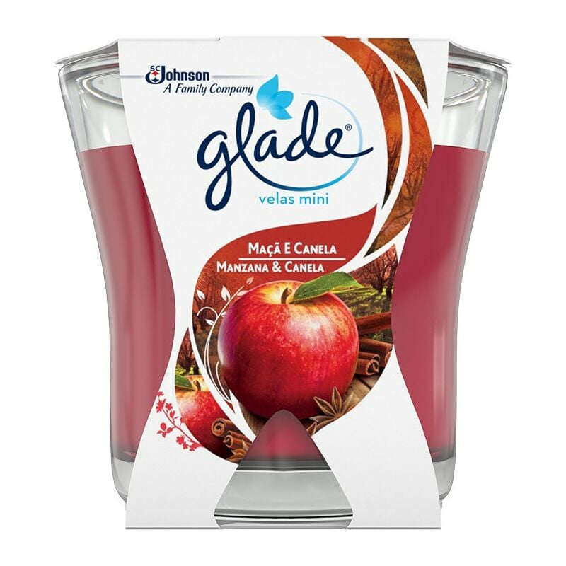 Glade Ambientador Mini vela manzana canela 70gr cera varios 1 unidad paquete de 70 para fragancia naranja 7x7x6.5