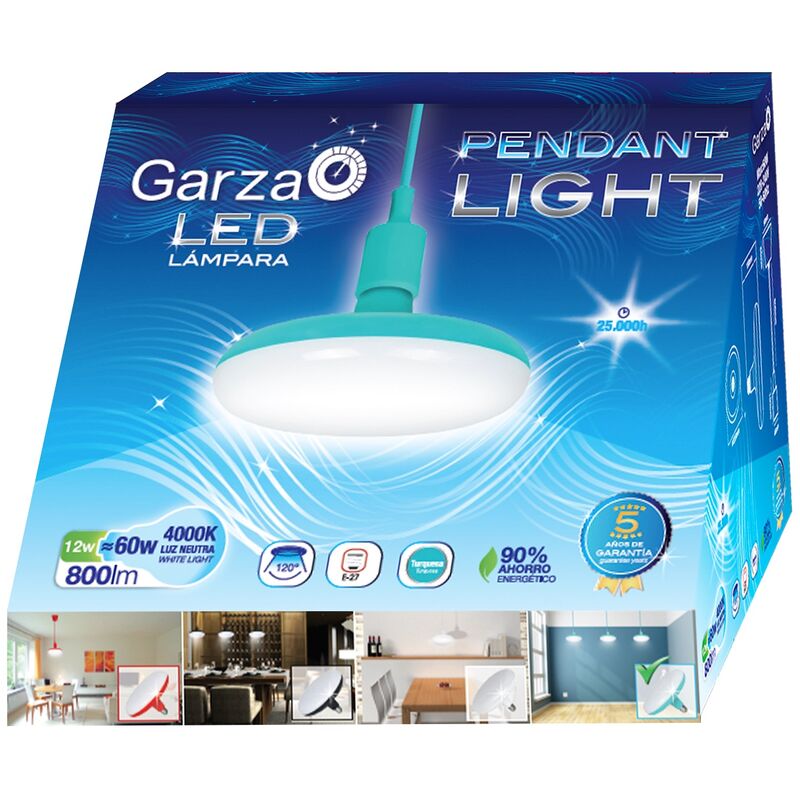 Garza Lámpara LED E27, 12 W, Turquesa