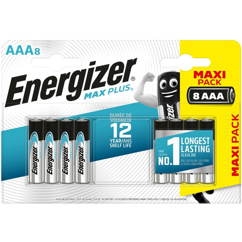 Energizer Alcalina MAX PLUS - Pack de 8 pilas Alcalinas AAA