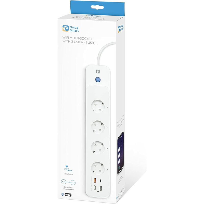 muvit iO Regleta inteligente Wifi blanca con 4 tomas de corriente y 4  puertos USB