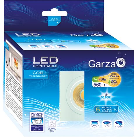 Plafón Empotrable LED Blanco Orientable 30º, 7W, 560 lúmenes, 3000K