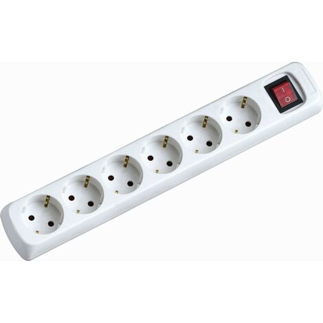 Garza Power - Regleta Base múltiple 6 de tomas con interruptor sin cable, Color Blanco