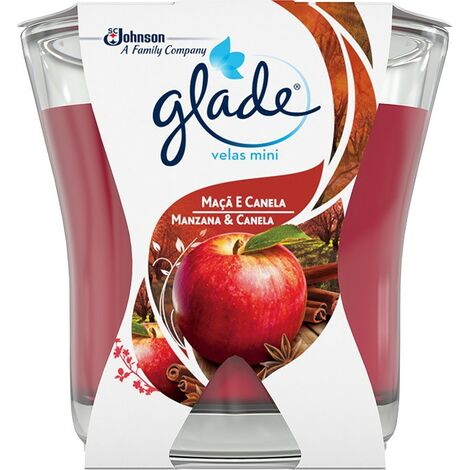 Glade  Vela Aromática para Ambientar Fragancia Manzana & Canela, Cera, Naranja, 7x7x6.5 cm (1/2)