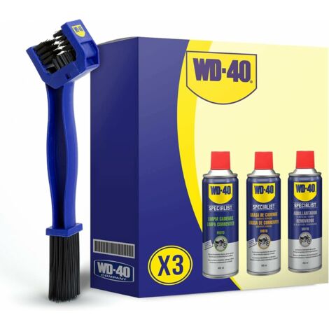 WD40 LOTE MOTO Limpia Cadenas + Grasa Cadenas + Abrillantador Silicona  + Cepillo GRATIS