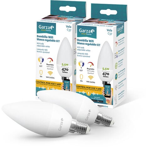 Garza ® Smarthome - Pack 2 Bombillas LED Esférica Intelegente Wifi E27, luz  blanca neutra regulable con cambio de intensidad y temperatura.  Programable, compatible con  Alexa y Google Home.