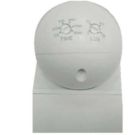 Garza Power - Detector de Movimiento Infrarrojos de Pared Mini, Especial para Exterior, Ángulo de Detección 180º, Blanco