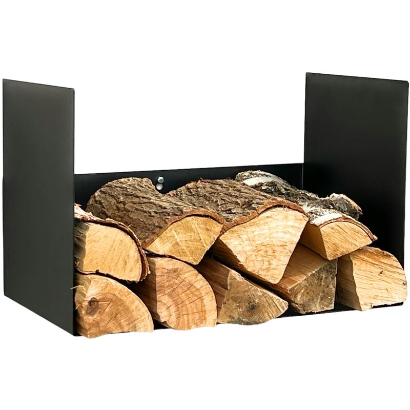 DanDiBo Kaminholzregal Innen Metall Schwarz Kaminholzständer mit Rückwand an der Wand Hängend 96432 Holzkorb Kaminholzhalter