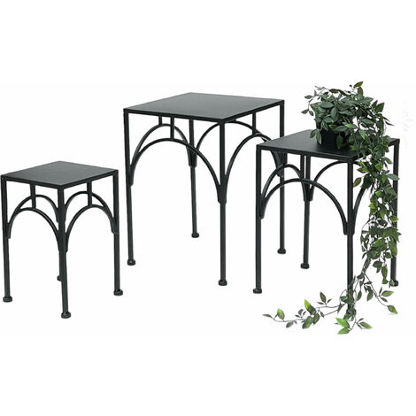 DanDiBo Blumenhocker Metall Schwarz Eckig Blumenständer Beistelltisch 96449 3er Set Pflanzenständer Blumensäule Modern Pflanzenhocker (1/5)